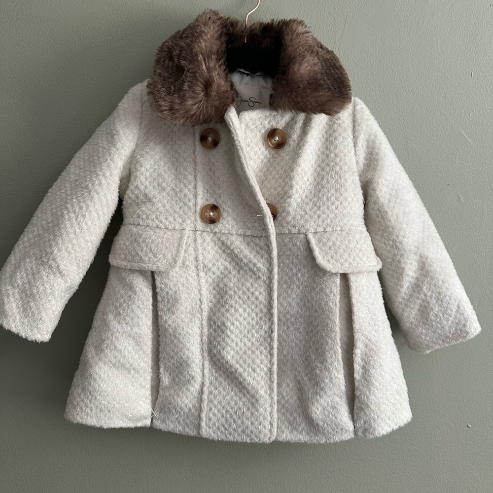 Jessica Simpson Cream Dress Jacket with  Faux Fur Collar 2T